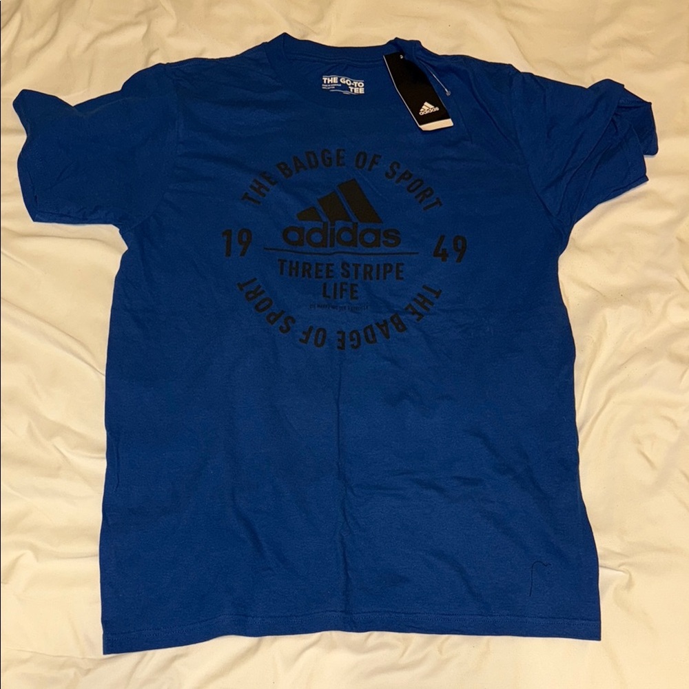 Adidas Blue Short Sleeve Tee with Logo